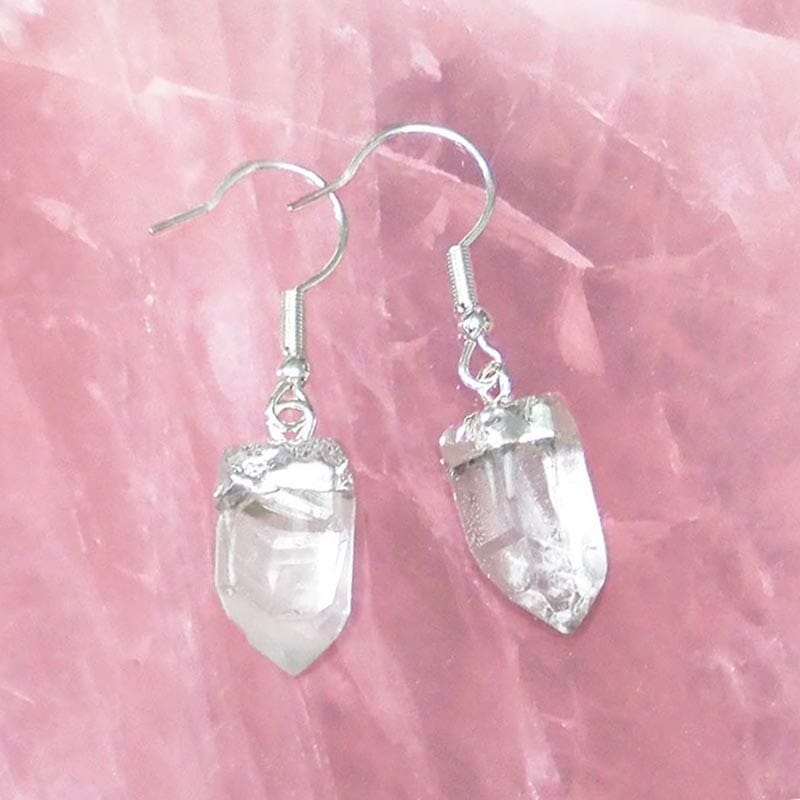 Raw Clear Quartz Points Electroformed Earring For Sale AfterPay Available