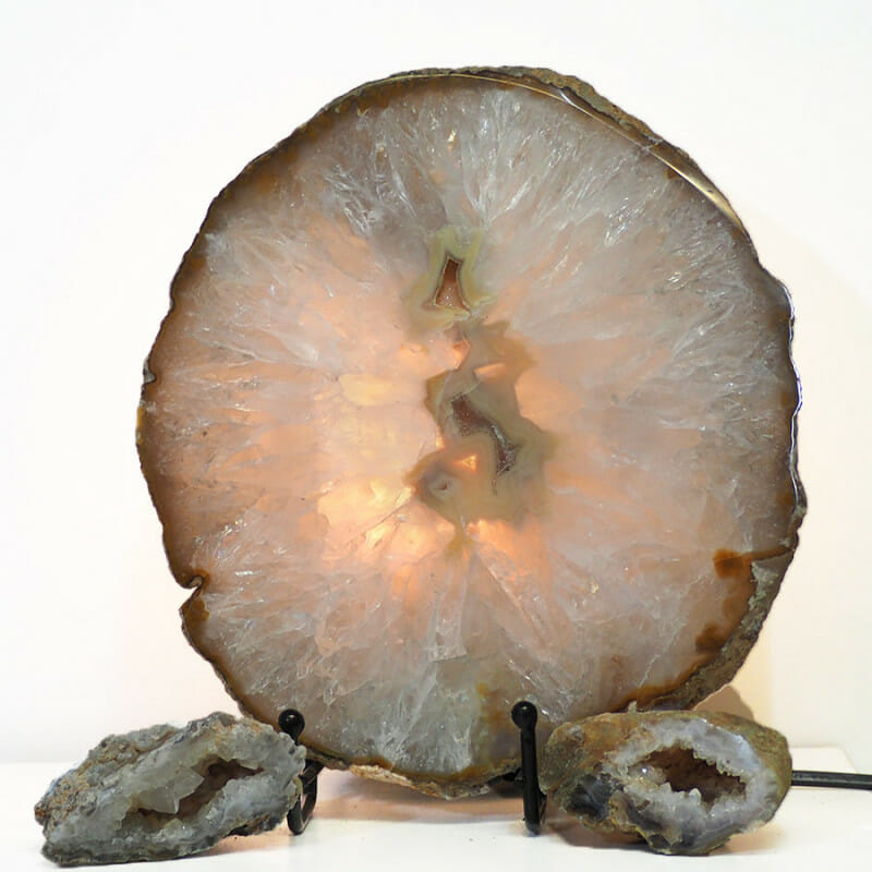 1 8kg Natural Agate Thick Sliced Crystal Lamp With Agate Mini Geode