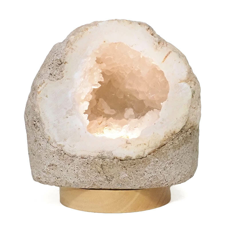 Kg Natural Calcite Geode Lamp With Large Led Light Base Db For