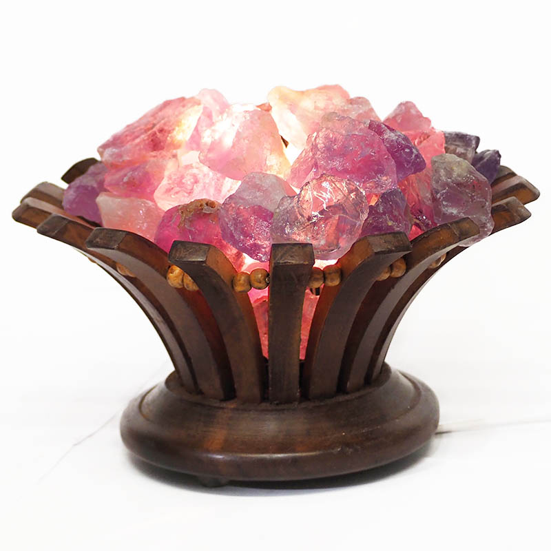 Amethyst Crystal Rock Lotus Lamp | Himalayan Salt Factory