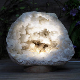 Natural Calcite Geode Lamp with Large LED Light Base DS1045 | Himalayan Salt Factory