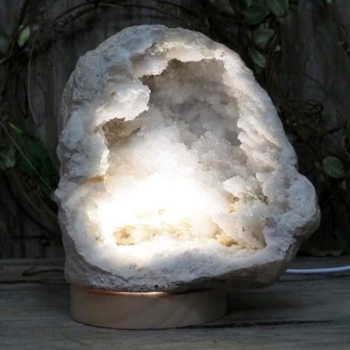 Natural Calcite Geode Lamp with Large LED Light Base DS1119 | Himalayan Salt Factory
