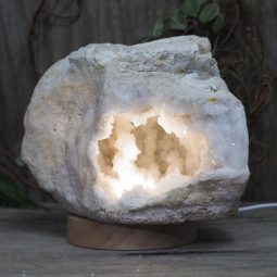 Natural Calcite Geode Lamp with Large LED Light Base DS1204 | Himalayan Salt Factory