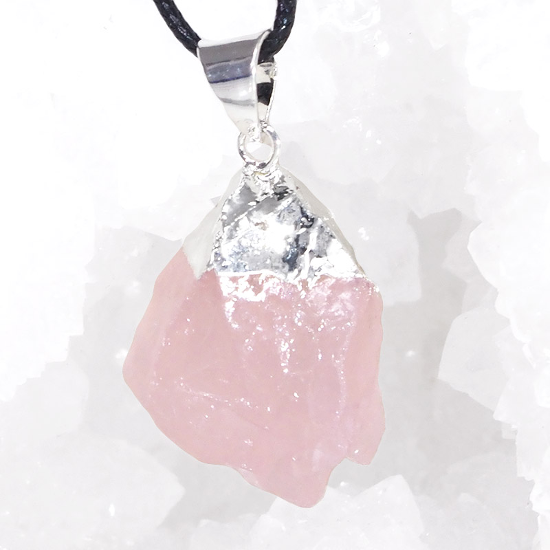 Natural Rose Quartz Electroformed Pendant For Sale - AfterPay Available