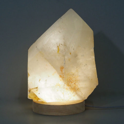 3.45kg Large Natural Clear Quartz Point Lamp on LED Base Large DK326 | Himalayan Salt Factory