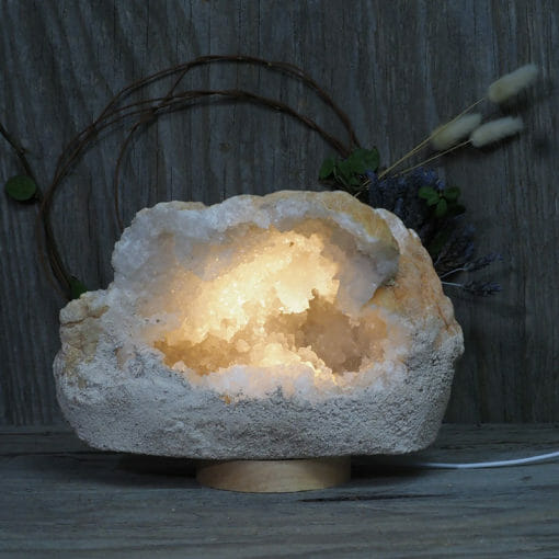 4.54kg Natural Calcite Geode Lamp with Large LED Light Base DK572 | Himalayan Salt Factory