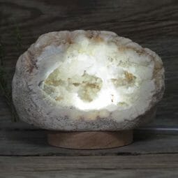 Natural Calcite Geode Lamp with Large LED Light Base DS1950 | Himalayan Salt Factory