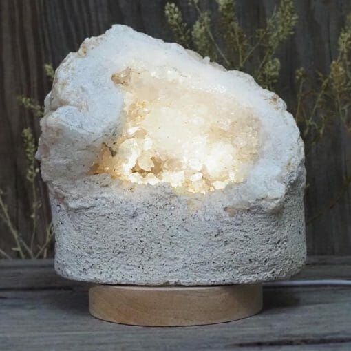 2.11kg Natural Calcite Geode Lamp with Large LED Light Base DB287 | Himalayan Salt Factory