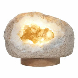Natural Calcite Geode Lamp with Large LED Light Base DS2112| Himalayan Salt Factory
