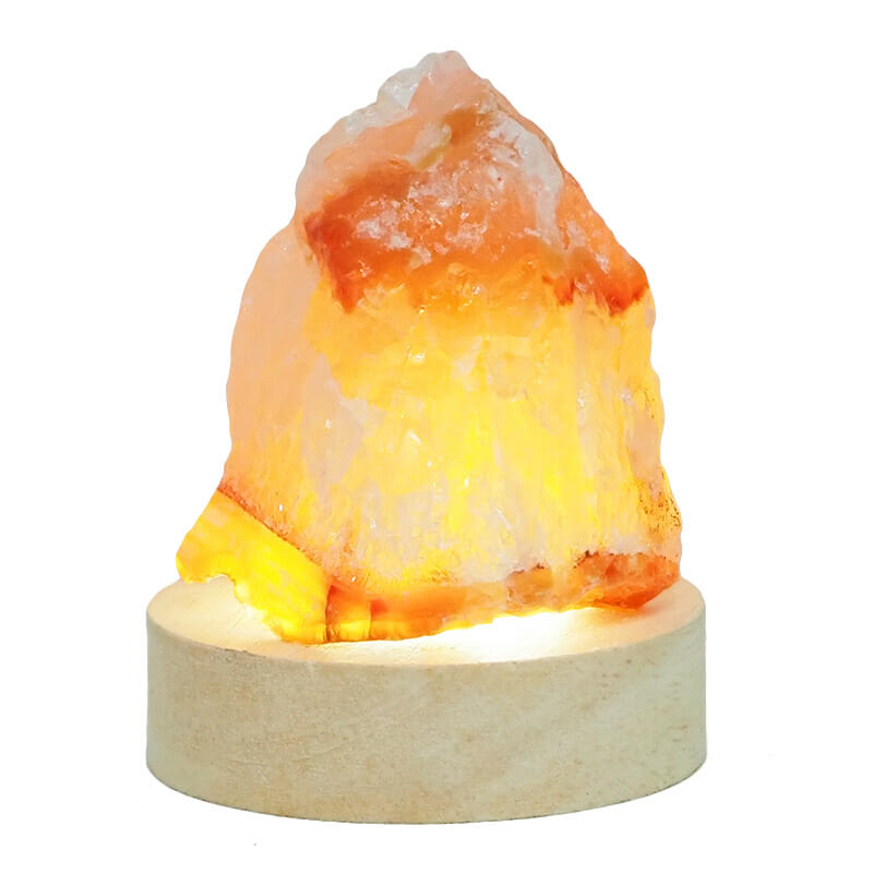 Natural Golden Agate Crystal Rough On Led Light Small Base For Sale 