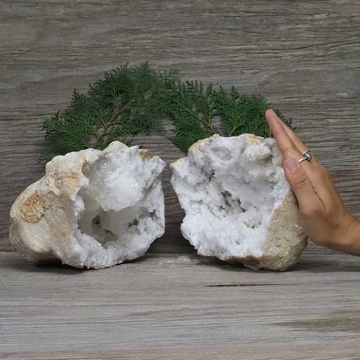 4.90kg Natural Calcite Geode Pair N2002 | Himalayan Salt Factory