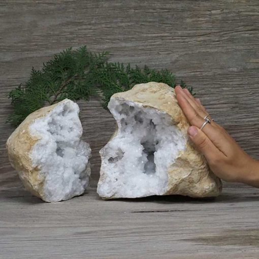 7.15kg Natural Calcite Geode Pair N2003 | Himalayan Salt Factory