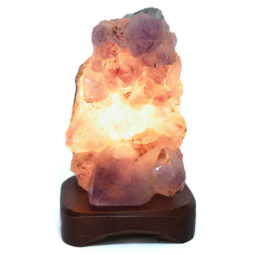 Amethyst Crystal Lamp with Timber Base DR433 | Himalayan Salt Factory