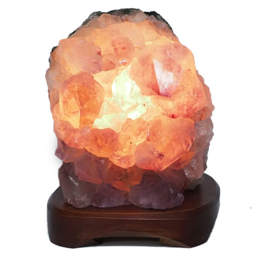 Amethyst Crystal Lamp with Timber Base DR434 | Himalayan Salt Factory