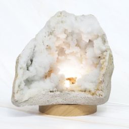 Natural Calcite Geode Lamp with Large LED Light Base DN1761 | Himalayan Salt Factory