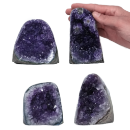 Amethyst Polished Crystal Geode Specimen Set 4 Pieces DK937 | Himalayan Salt Factory