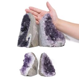 Amethyst Crystal Geode Specimen Set 4 Pieces DK965 | Himalayan Salt Factory