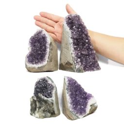 Amethyst Crystal Geode Specimen Set 4 Pieces DN1837 | Himalayan Salt Factory