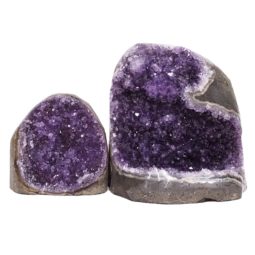 Amethyst Polished Crystal Geode Specimen Set 2 Pieces DN1893 | Himalayan Salt Factory