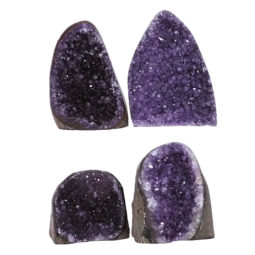 Amethyst Polished Crystal Geode Specimen Set 4 Pieces DV15 | Himalayan Salt Factory
