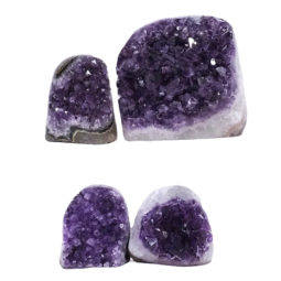 Amethyst Polished Crystal Geode Specimen Set 4 Pieces DV18 | Himalayan Salt Factory