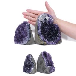 Amethyst Polished Crystal Geode Specimen Set 4 Pieces DV2 | Himalayan Salt Factory