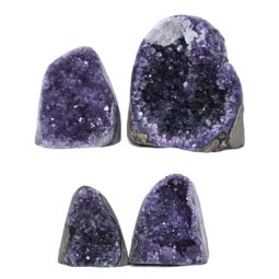 Amethyst Polished Crystal Geode Specimen Set 4 Pieces DV2 | Himalayan Salt Factory