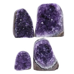 Amethyst Polished Crystal Geode Specimen Set 4 Pieces DV8 | Himalayan Salt Factory